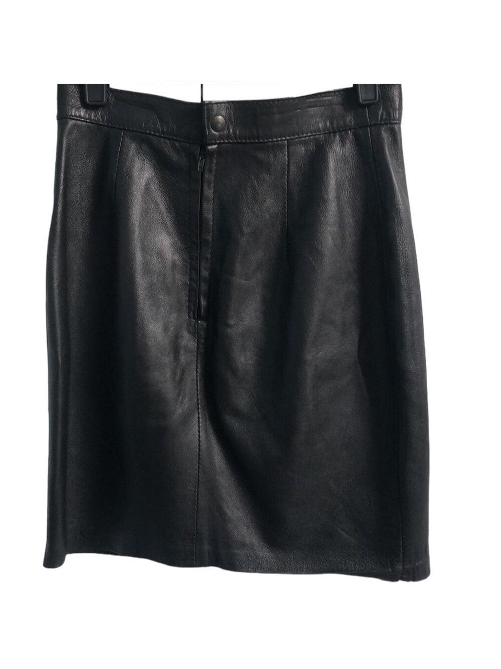 Vintage Fiocchi Italian Black Leather Mini Pencil Skirt Size XS - Picture 11 of 12